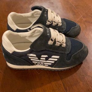 Armani Junior Leather Navy Sneakers Sz US 7.5